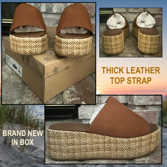 Free People Tan Woven Raffia Harbor Platform Sandal Size 8 - Picture 1 of 9